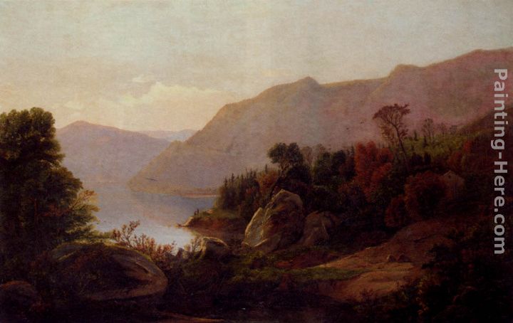 A Mountainous Lake Landscape painting - William Trost Richards A Mountainous Lake Landscape art painting